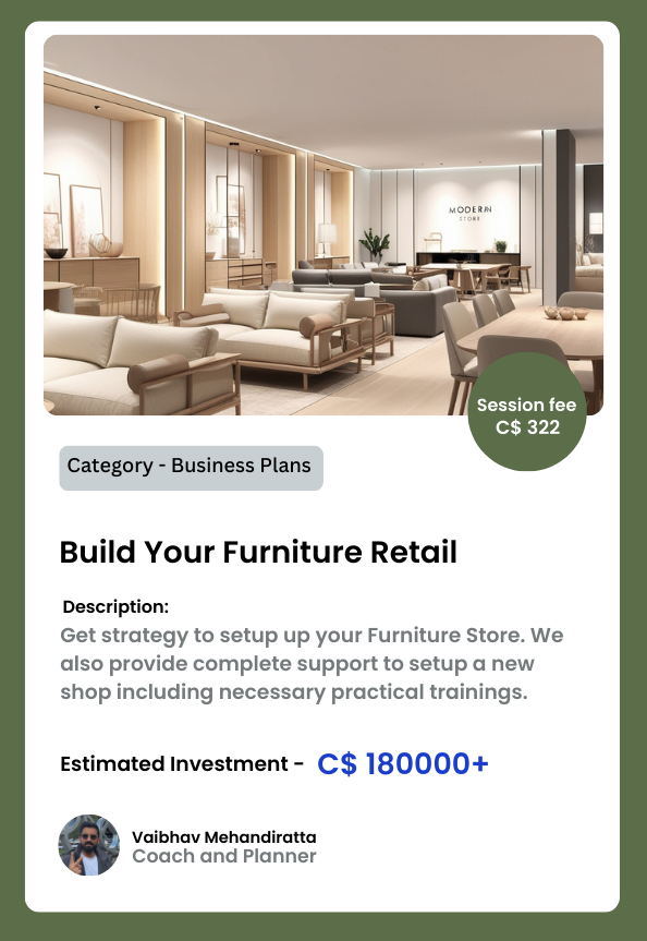 Start your furniture retail business in Alberta or British Columbia, Canada.